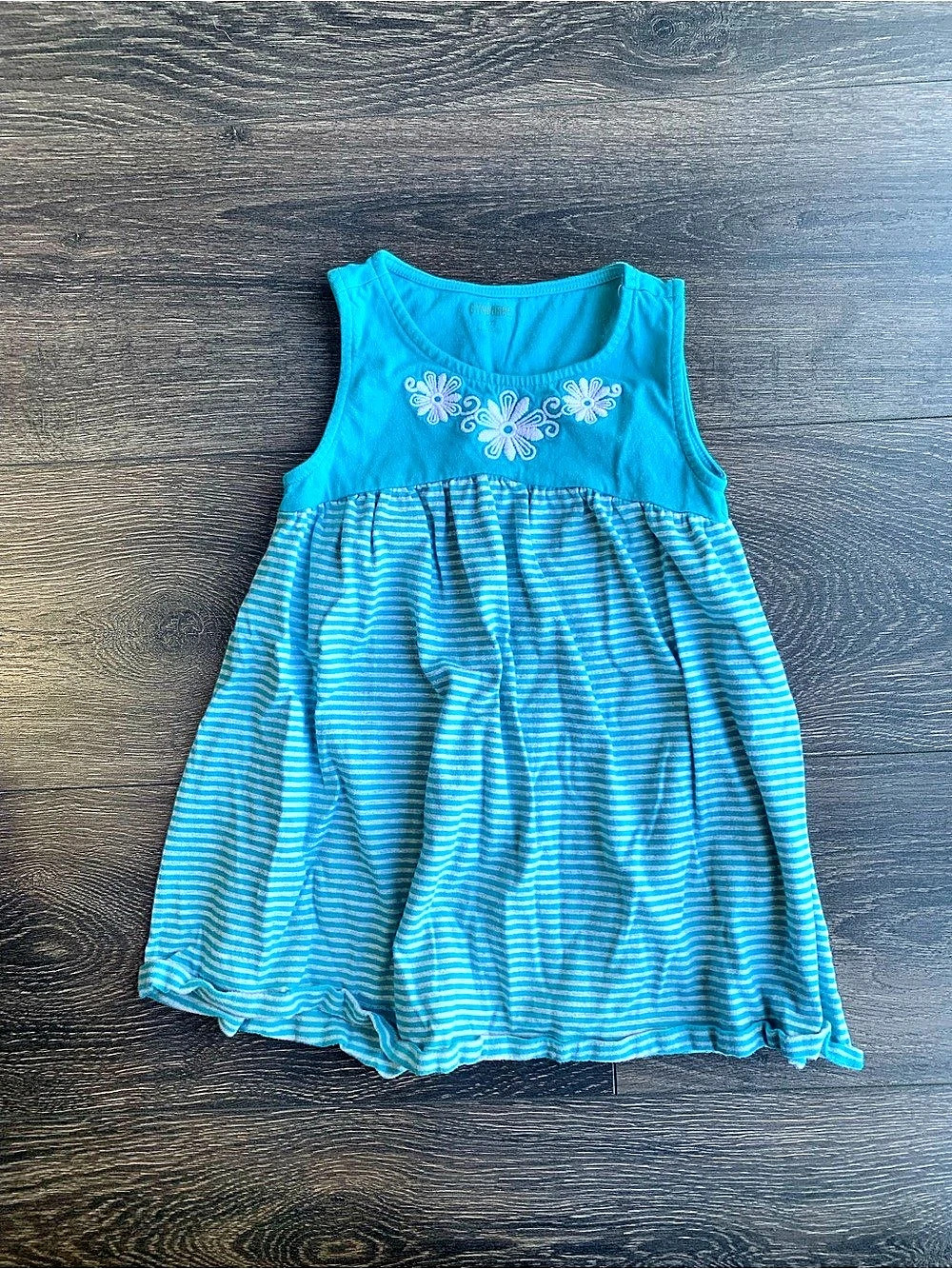 Gymboree Kids Blue & White Striped Embroidered Dress